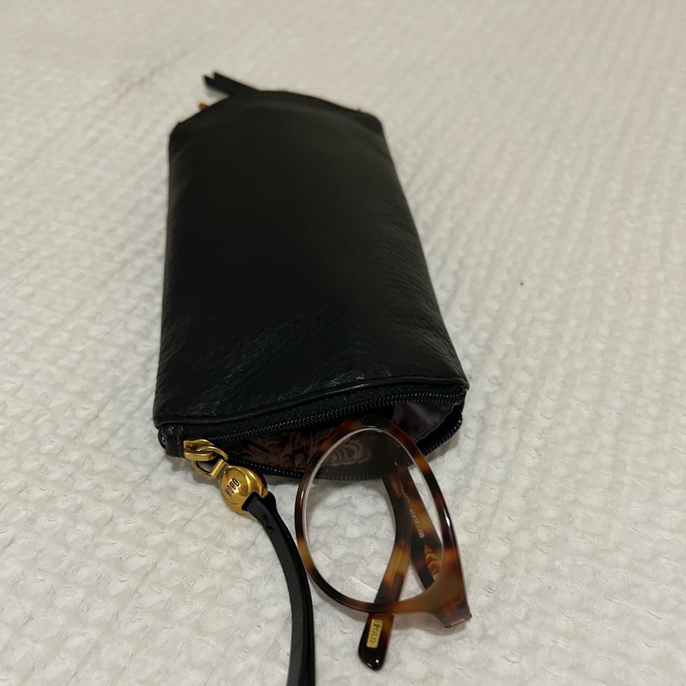 Hobo soft pebble leather duo eyeglasses case.